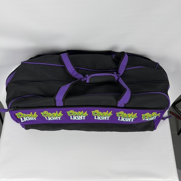 Coors Light Promo Duffel Bag 24x12x10 Black/Purple Mesh End Weekender - Picture 3 of 7